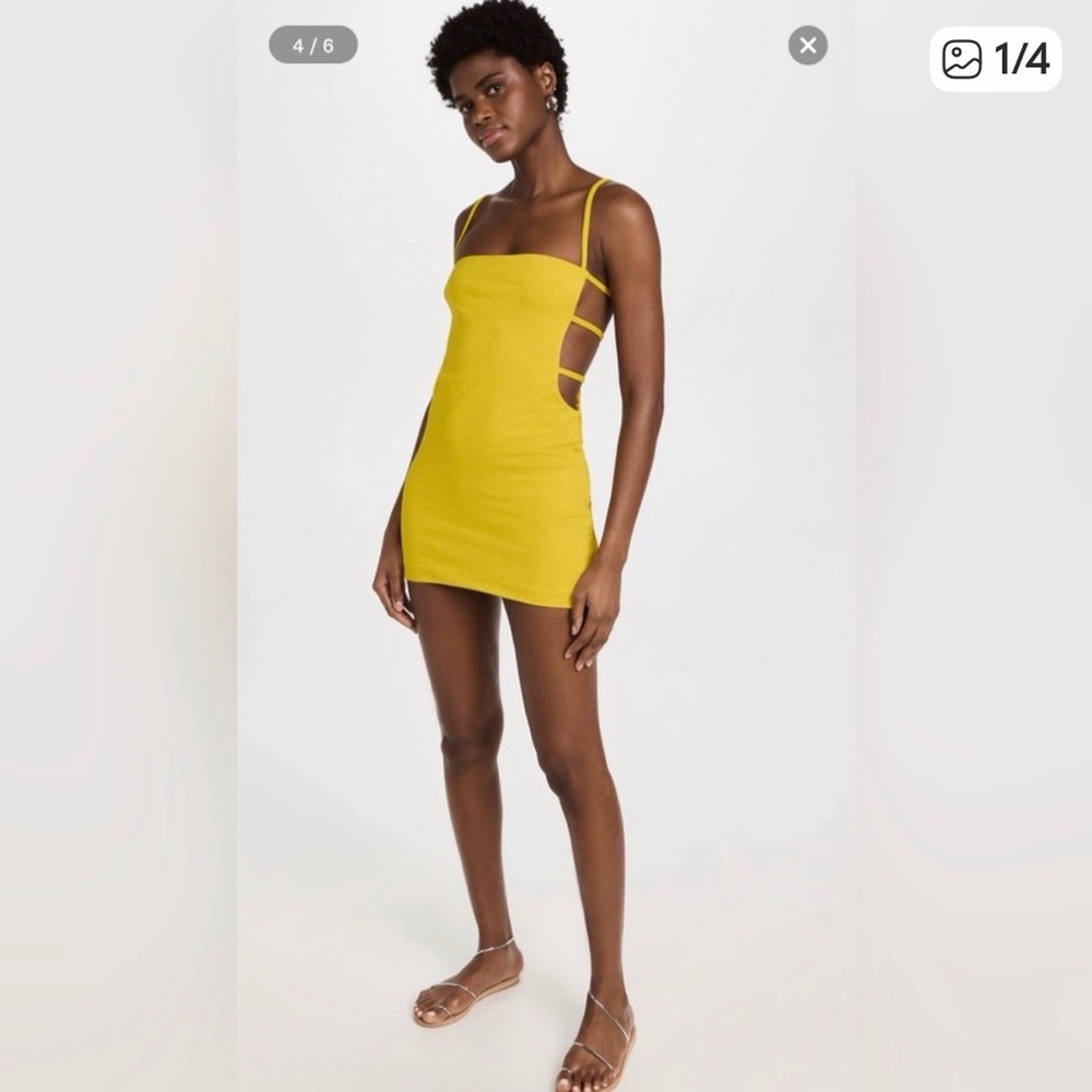 DEVON WINDSOR Yellow Mini Dress with Side Cutouts